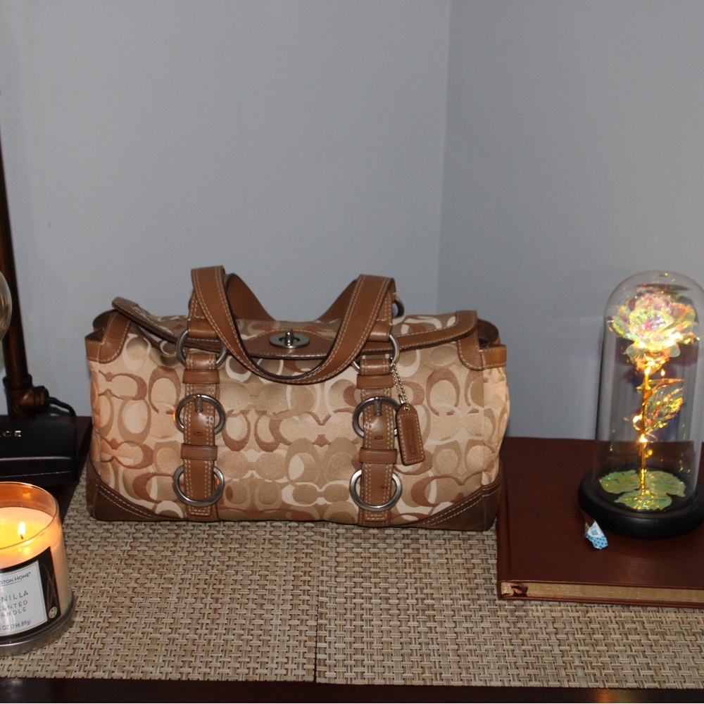 Coach Brown Leather Trim Bag